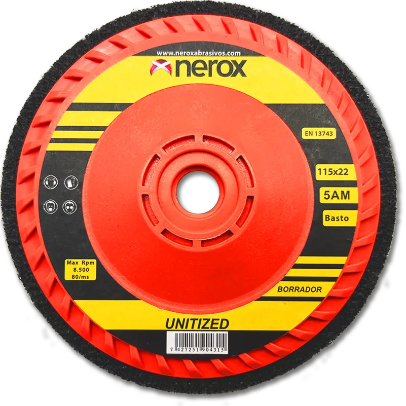 DISCO BORRADOR UNITIZED ( NEROX ) - Grano basto  5AM  ( 115mm ) M14 ( caja 20 uds )