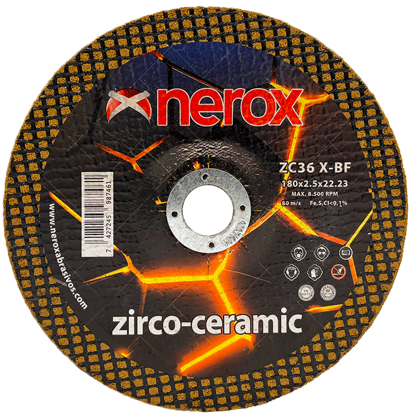 DISCO DE CORTE  ( NEROX )  ZC36 X-BF    ZIRCO-CERAMIC   180x2.5x22,2   ( Cóncavo ) ( caja 20 uds )
