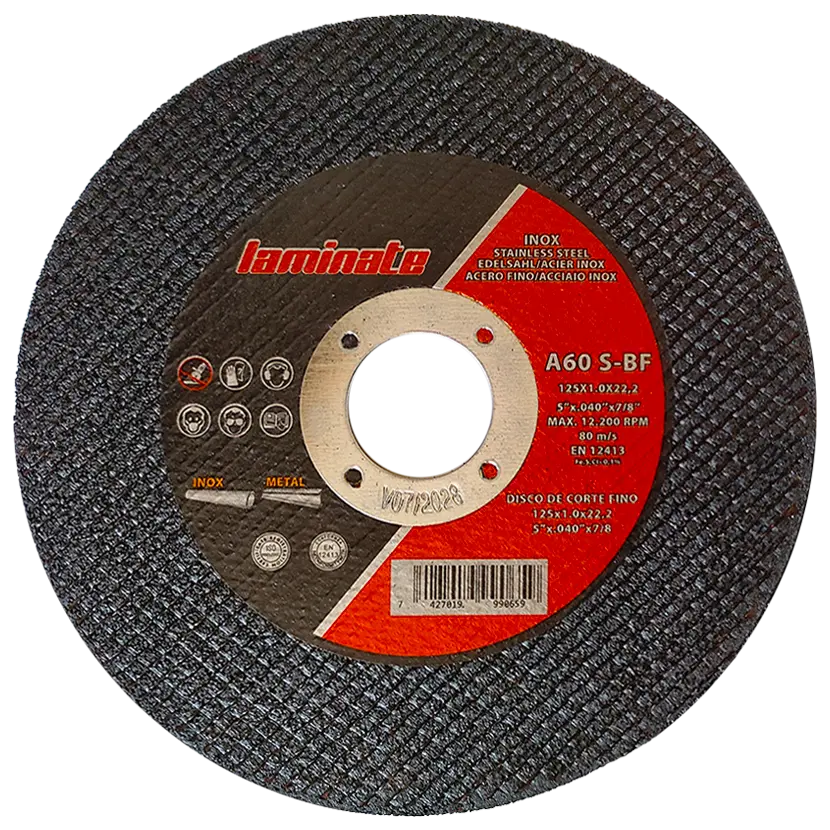 DISCO DE CORTE FINO  ( LAMINATE )  A60 S-BF  INOX / METAL.  115x1.0x22,2 ( caja 50 uds )
