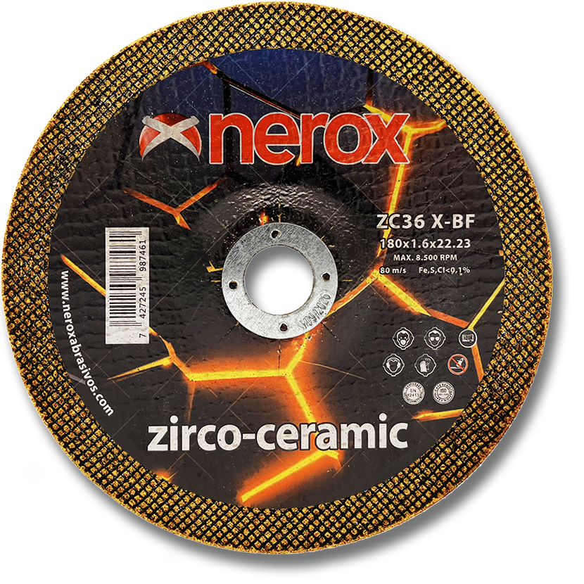 DISCO DE CORTE FINO  ( NEROX )  ZC36 X-BF    ZIRCO-CERAMIC   180x1.6x22,2   ( Cóncavo ) ( caja 25 uds )