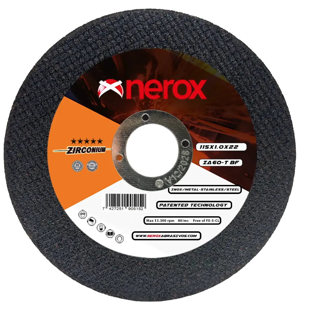 DISCO DE CORTE FINO  ( NEROX )  ZA60 T-BF  ZIRCONIUM  115x1.0x22,2 ( caja 50 uds )