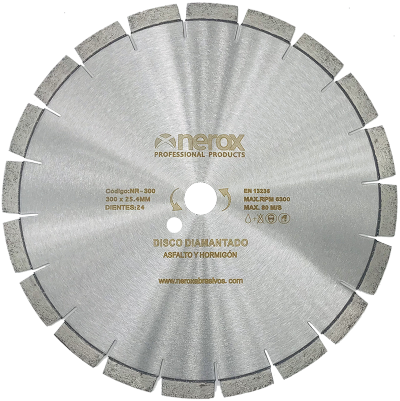 DISCO DIAMANTE  LASER H-A ( NEROX ) 300x   Segmento 12  ( Hormigón fresco y asfalto )