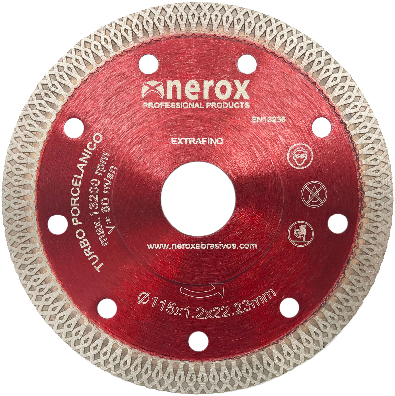 DISCO DIAMANTE  T. PORCELANICO ( NEROX ) 115x1.2x22  Segmento 10  EXTRAFINO  ( Cerámica - Granito )