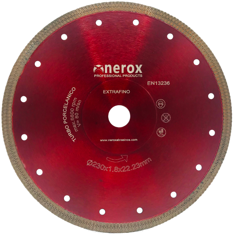 DISCO DIAMANTE  T. PORCELANICO ( NEROX ) 230x1.8x22  Segmento 10  EXTRAFINO  ( Cerámica - Granito )