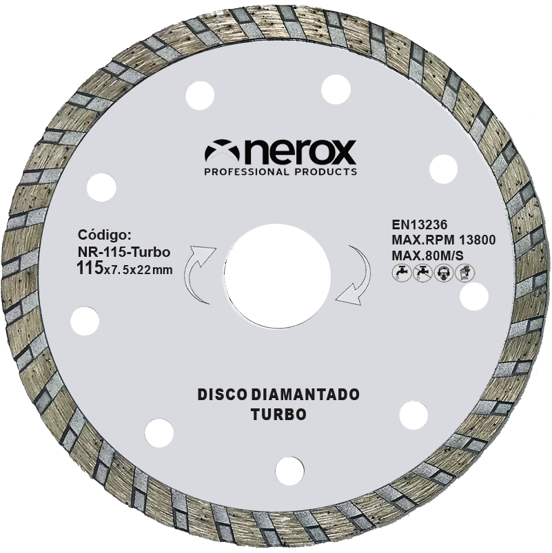 DISCO DIAMANTE  TURBO  ( NEROX ) 115x7.5x22  Segmento 7.5  ( Granito - Grés - Cerámica )