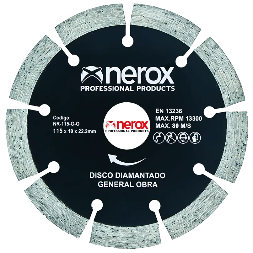 DISCO DIAMANTE G. OBRA ( NEROX ) 115x2.1x22  Segmento 10  ( general obra )