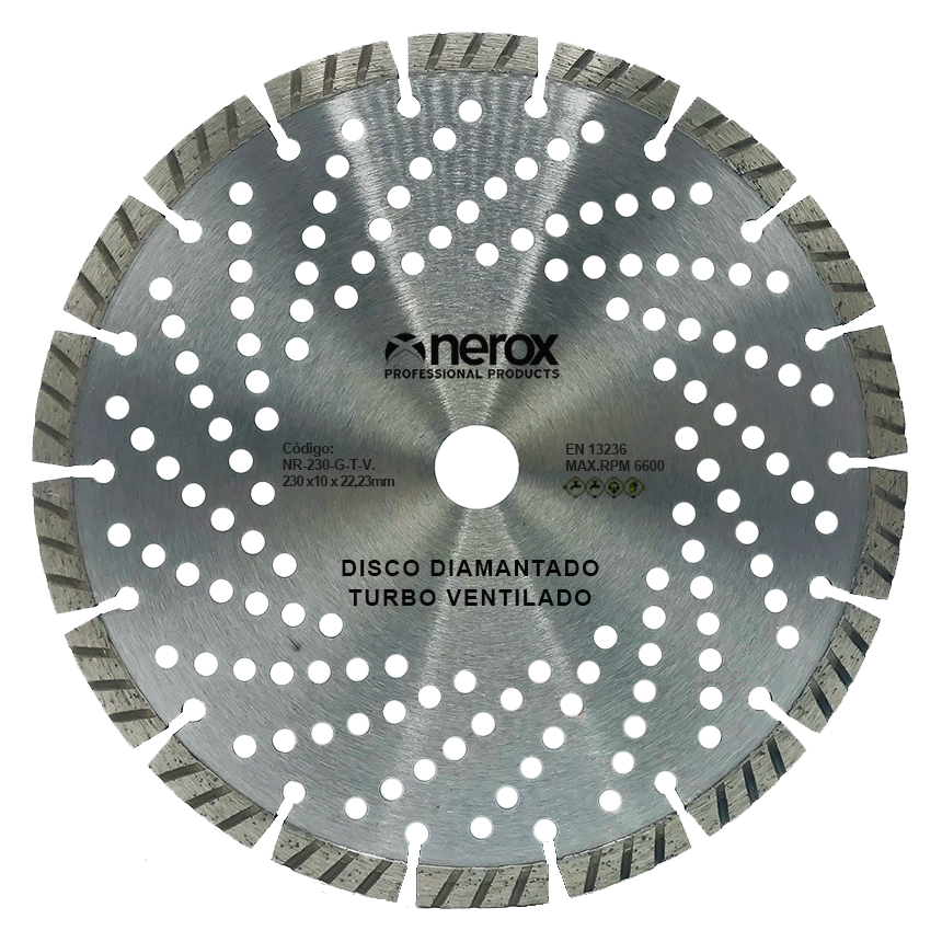 DISCO DIAMANTE G. OBRA Turbo Ventilado ( NEROX ) 230x2.6  Segmento 10 ( general obra )