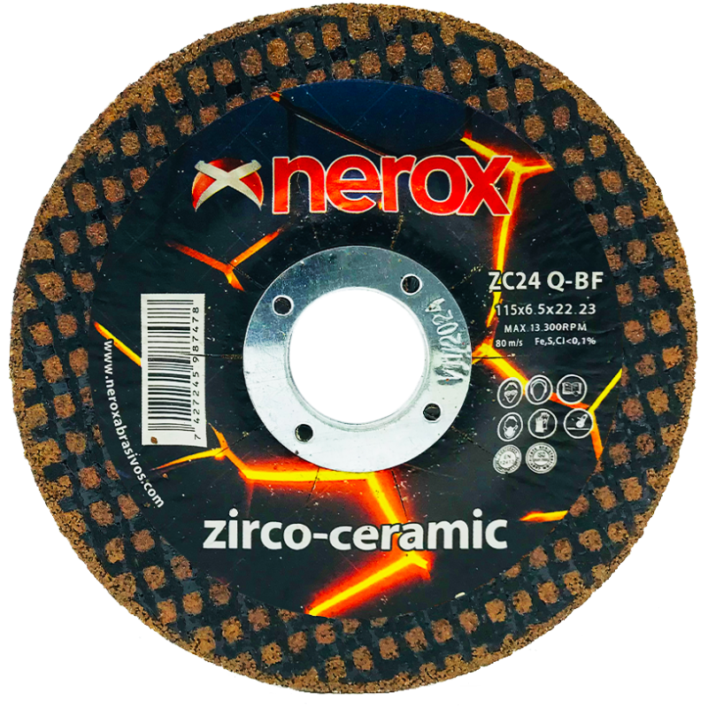 DISCO PARA DESBASTE  ( NEROX )  ZC24 Q-BF    ZIRCO-CERAMIC   115x6.5x22,2 ( caja 25 uds )