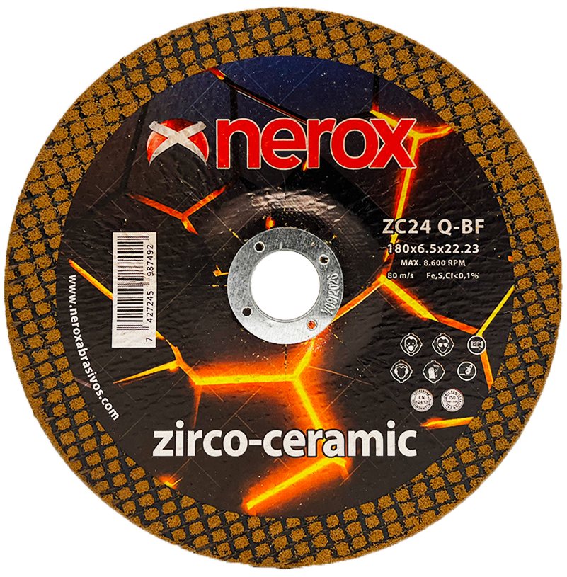 DISCO PARA DESBASTE  ( NEROX )  ZC24 Q-BF    ZIRCO-CERAMIC   180x6.5x22,2 ( caja 10 uds )