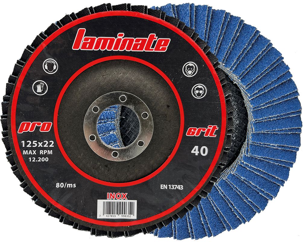 DISCO DE LAMINAS  (  LAMINATE  )   ZIRCONIO -  INOX  125x22,2 ( caja 10 uds )