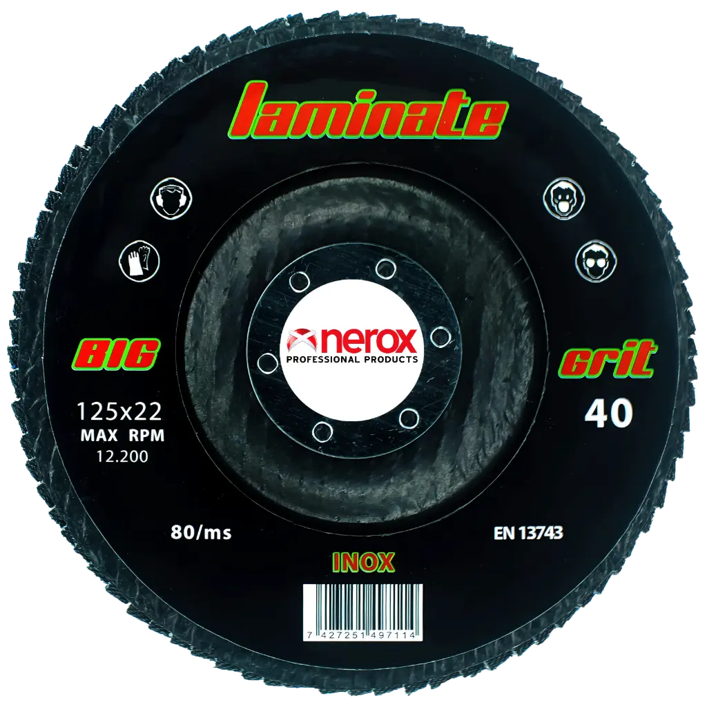 DISCO DE LAMINAS  (LAMINATE - BIG)   ZIRCONIO -  INOX  125x22,2 (caja 10 uds)