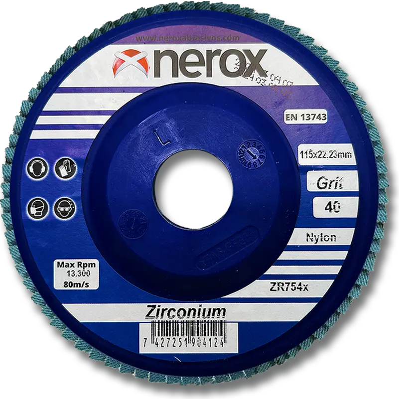 DISCO DE LAMINAS ( NEROX )   ZR754 NYLON   ZIRCONIO - 115x22 ( caja 10 uds )