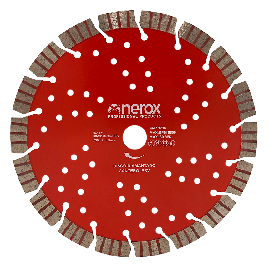 DISCO DIAMANTE  TURBO CANTERO-PRV ( NEROX ) 230x  Segmento 15  ( Ventilado ) ( Granito-Piedra dura )