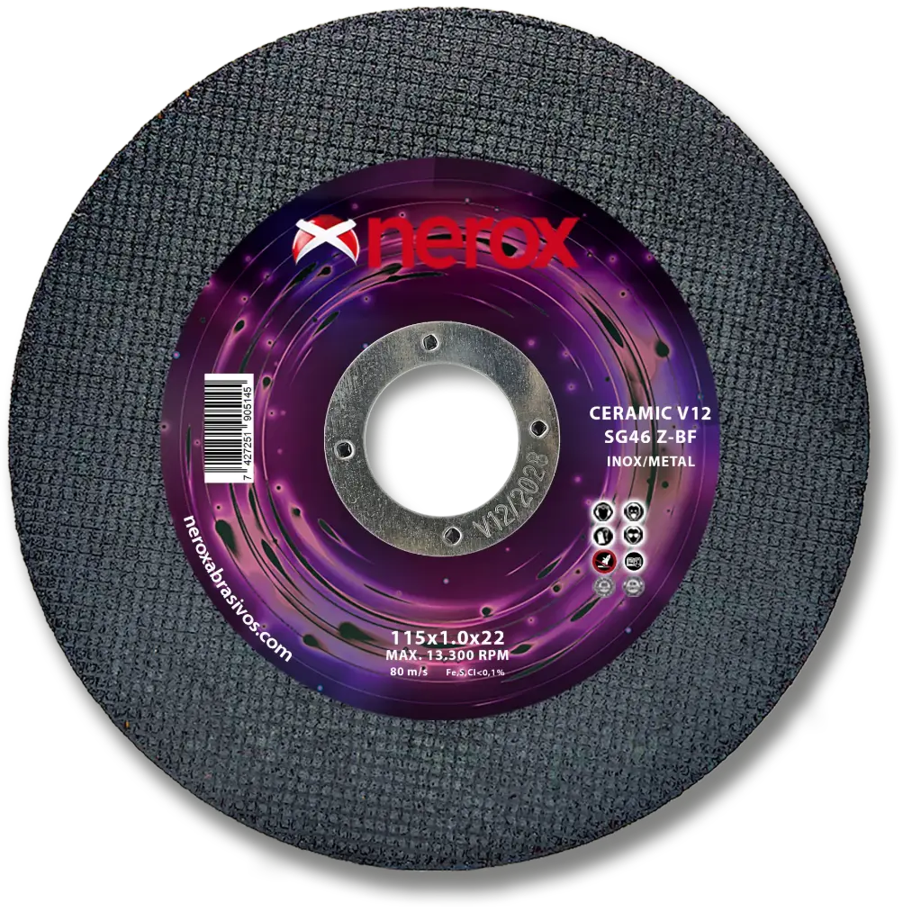 DISCO DE CORTE FINO  ( NEROX )  SG46 Z-BF   CERAMIC  V12 115x1.0x22,2 ( caja 10 uds )