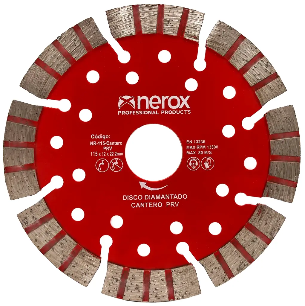 DISCO DIAMANTE  TURBO CANTERO-PRV ( NEROX ) 125x  Segmento 12  ( Ventilado ) ( Granito-Piedra dura )