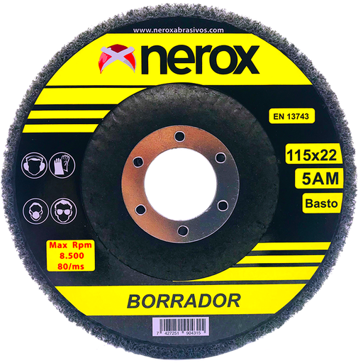 [NR-115X-BORRA-BASTO] DISCO BORRADOR ( NEROX ) - Grano basto  5AM  ( 115mm  ) ( caja 5 uds )