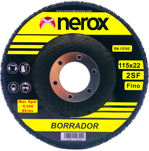 [NR-115X-BORRA-FINO] DISCO BORRADOR ( NEROX )   -   Grano fino  2SF   ( 115mm  ) ( caja 5 uds )