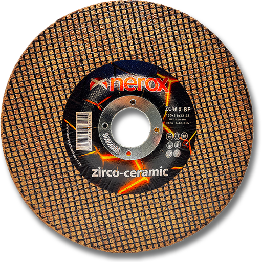 [NR-150X1.6X22,2-ZZCC] DISCO DE CORTE FINO  ( NEROX )  ZC46 X-BF    ZIRCO-CERAMIC   150x1.6x22,2   ( Cóncavo ) ( caja 25 uds )