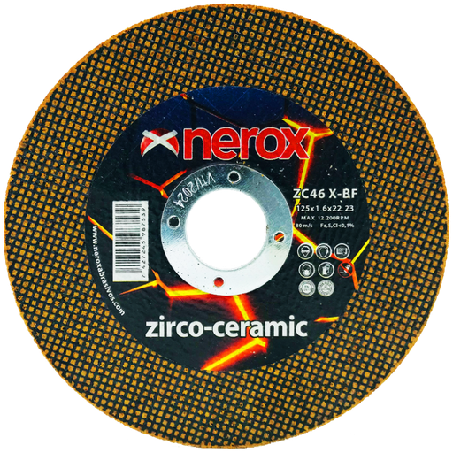 [NR-125X1.6X22,2-ZZCC] DISCO DE CORTE FINO  ( NEROX )  ZC46 X-BF    ZIRCO-CERAMIC   125x1.6x22,2 ( caja 50 uds )