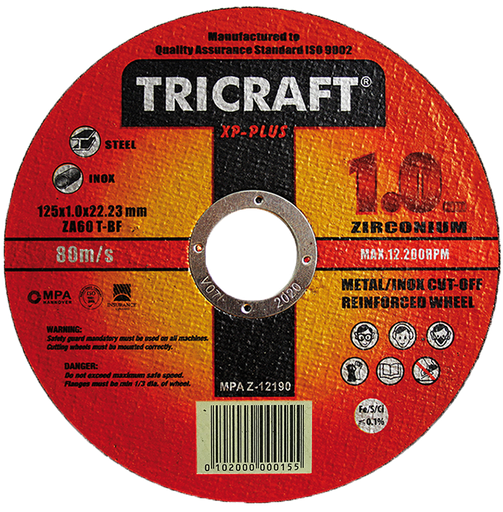 [TR-125X1.0X22,2-INOX] DISCO DE CORTE FINO  ( TRICRAFT )  ZA60 T-BF  ZIRCONIUM  125x1.0x22,2 ( caja 25 uds )