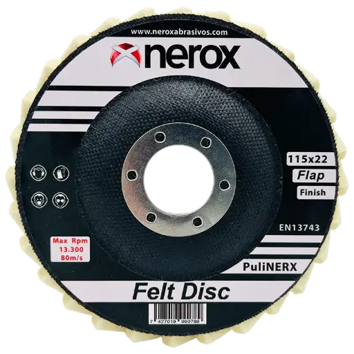 [NR-115X-FELT-DISC] DISCO DE LAMINAS FIELTRO  (NEROX) Puli-NERX   115mm  (Finish) (Caja 5 uds)