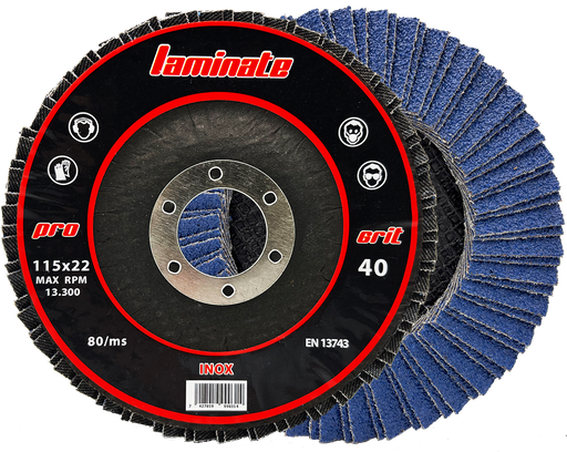 DISCO DE LAMINAS  (LAMINATE)   ZIRCONIO -  INOX  115x22,2 (caja 10 uds)
