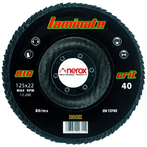 DISCO DE LAMINAS  (  LAMINATE - BIG  )   ZIRCONIO -  INOX  125x22,2 ( caja 10 uds )