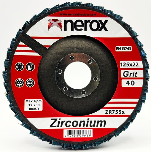 DISCO DE LAMINAS  ( NEROX )  ZR755x  ZIRCONIO  -  125x22 ( caja 10 uds )