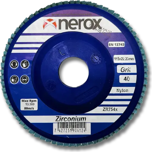 DISCO DE LAMINAS ( NEROX )   ZR754 NYLON   ZIRCONIO - 115x22 ( caja 10 uds )