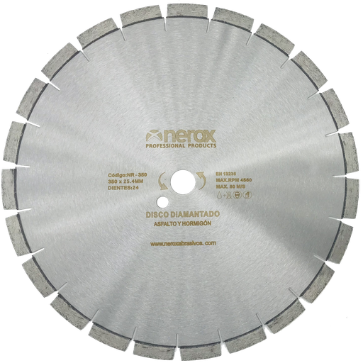 [NR-350-LASER-H-A] DISCO DIAMANTE  LASER H-A ( NEROX ) 350x   Segmento 12  ( Hormigón fresco y asfalto )