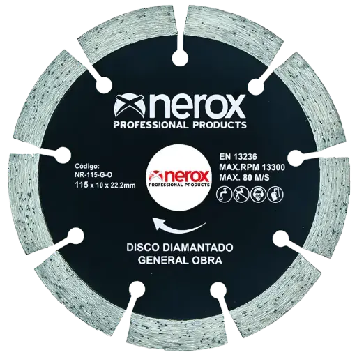 [NR-115-G-O] DISCO DIAMANTE G. OBRA ( NEROX ) 115x2.1x22  Segmento 10  ( general obra )
