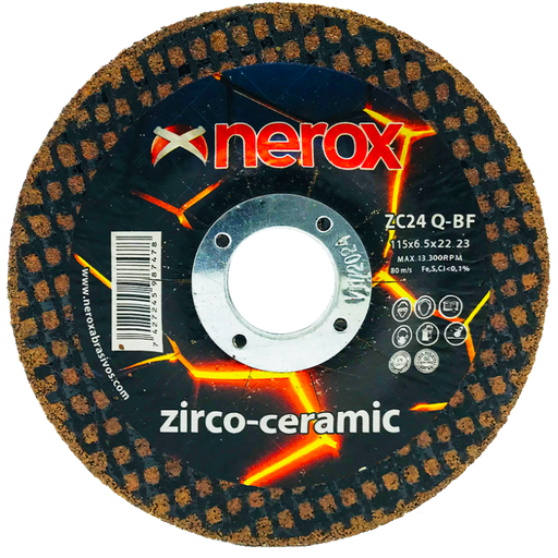 [NR-115X6.5X22,2-ZZCC] DISCO PARA DESBASTE  ( NEROX )  ZC24 Q-BF    ZIRCO-CERAMIC   115x6.5x22,2 ( caja 25 uds )