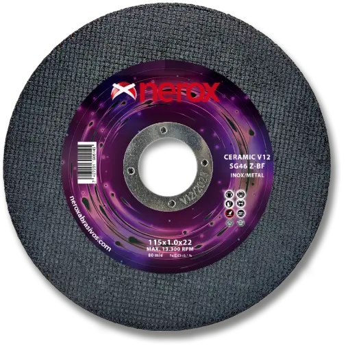 [NR-115X1.0X22,2-CV12] DISCO DE CORTE FINO  (NEROX)  SG46 Z-BF   CERAMIC  V12 115x1.0x22,2 (caja 10 uds)
