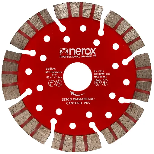 [NR-125-CANTERO-PRV] DISCO DIAMANTE  TURBO CANTERO-PRV ( NEROX ) 125x  Segmento 12  ( Ventilado ) ( Granito-Piedra dura )
